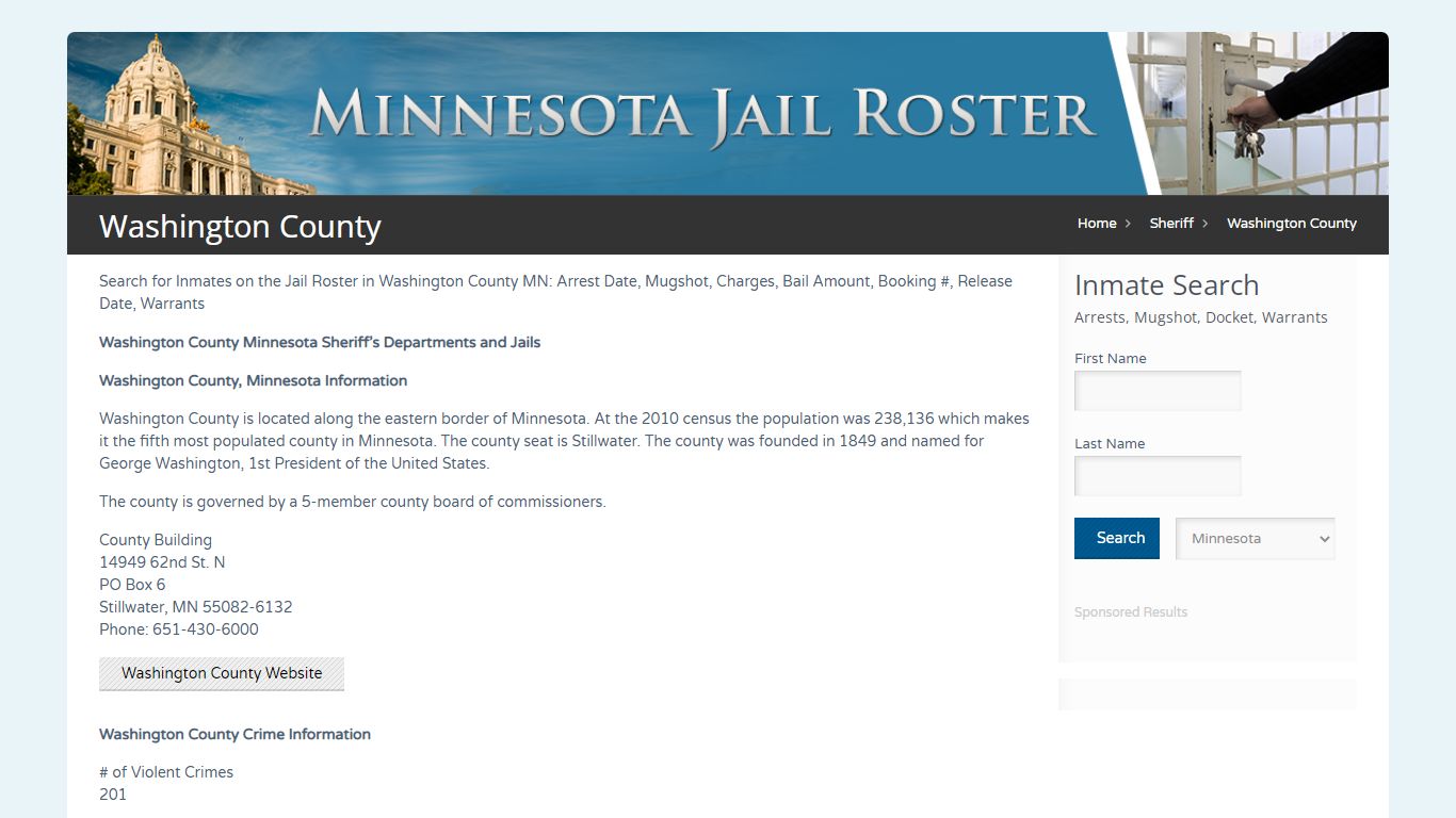Washington County | Jail Roster Search - MinnesotaJailRoster.com