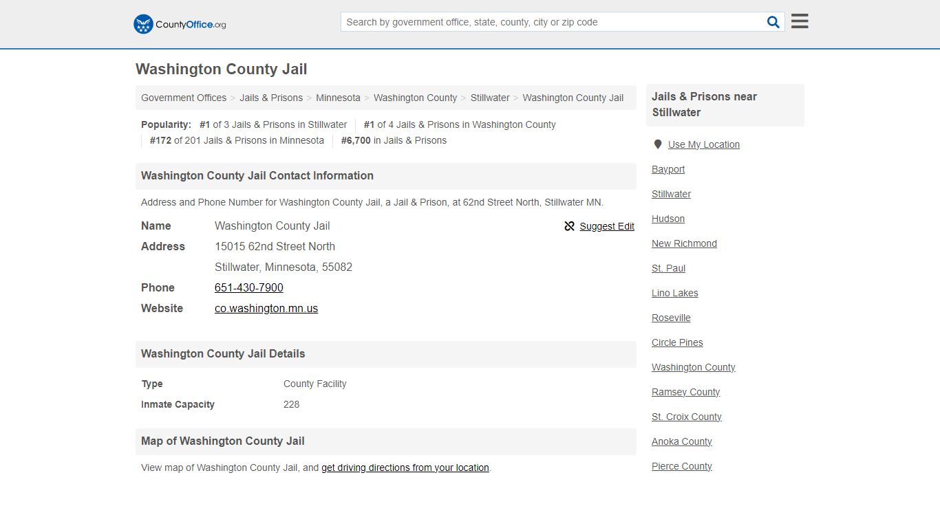 Washington County Jail - Stillwater, MN (Address and Phone)