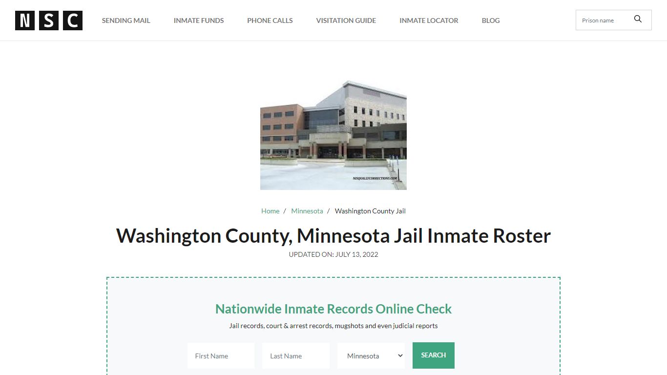 Washington County, Minnesota Jail Inmate List